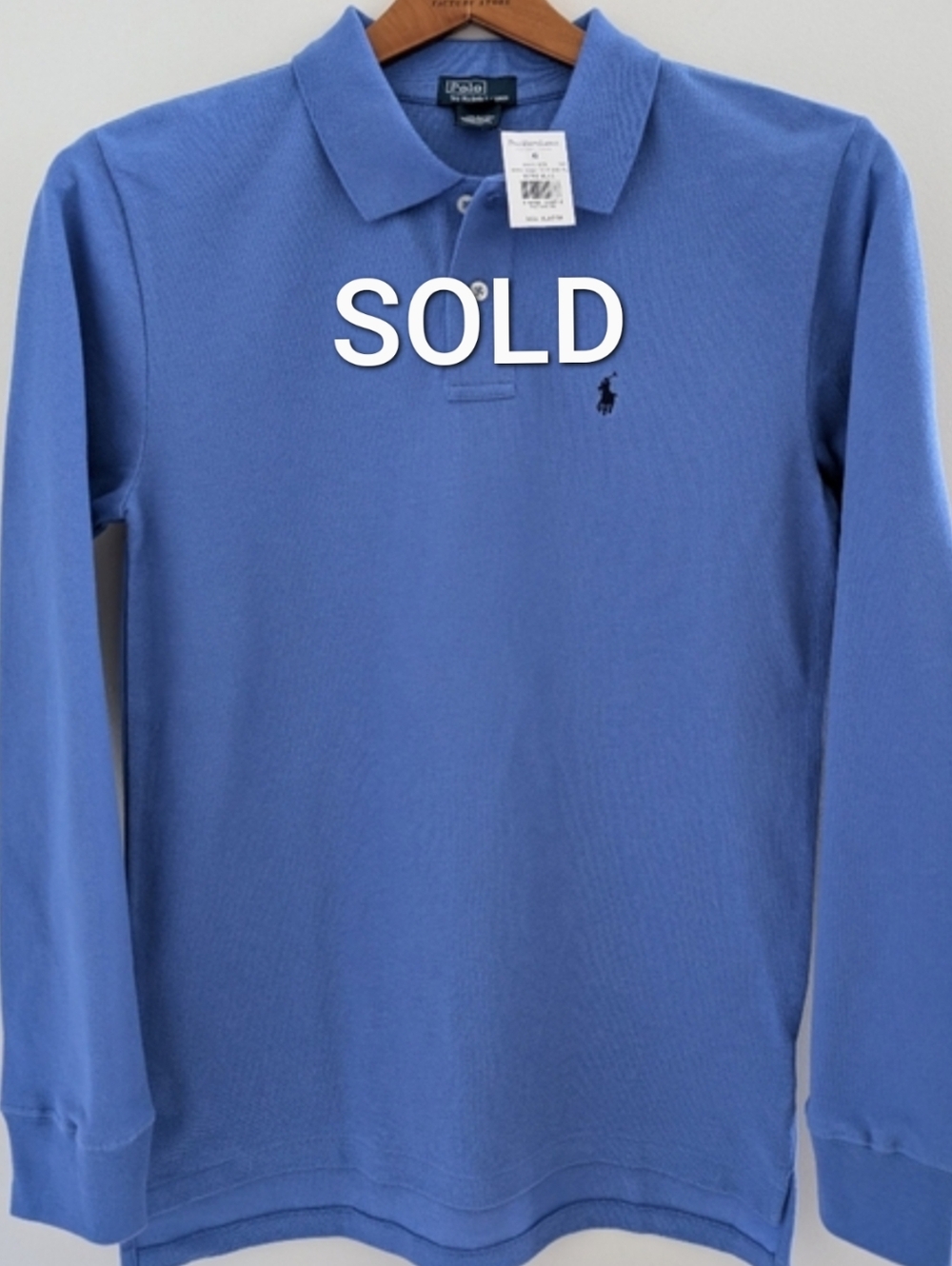Polo Ralph Lauren Long Sleeve Polo Shirt Blue Pony Big Boys Teen XL Twill NWT